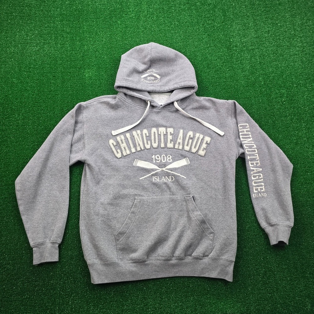 Chincoteague Island Hoodie Mens Small/Medium Gray Virginia Pullover Sweatshirt
